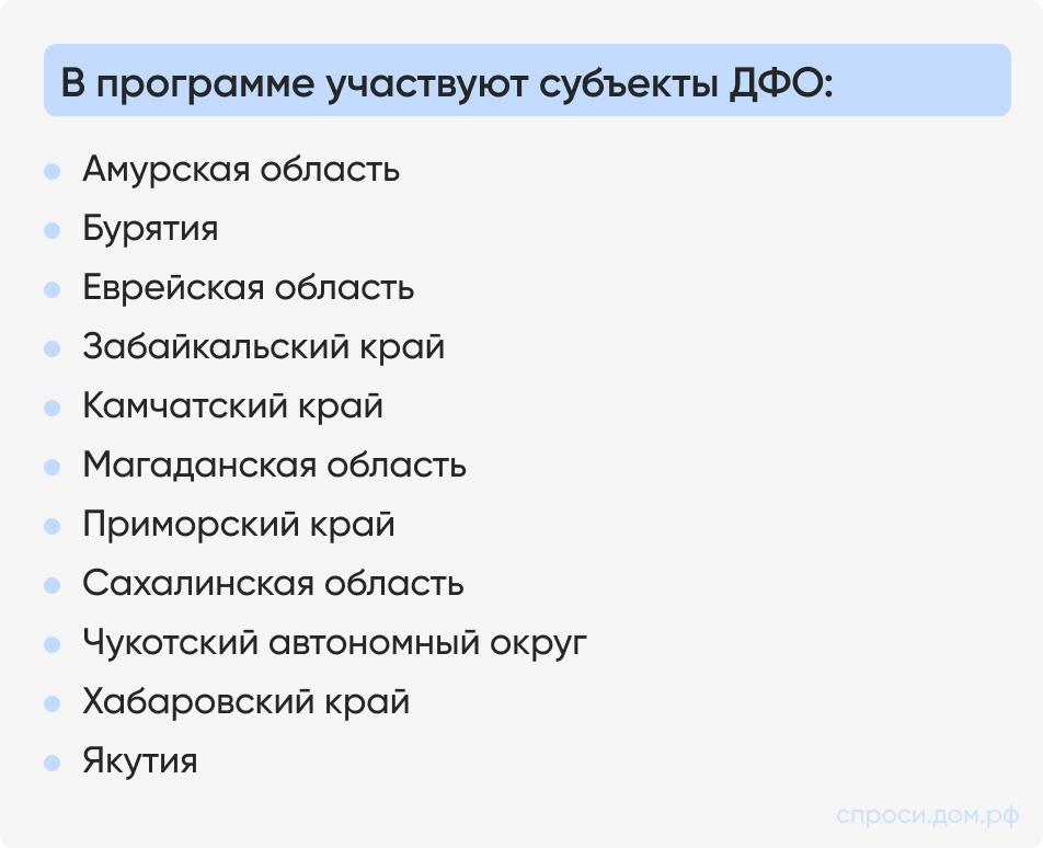 Регионы ДФО. Источник: спроси.дом.рф